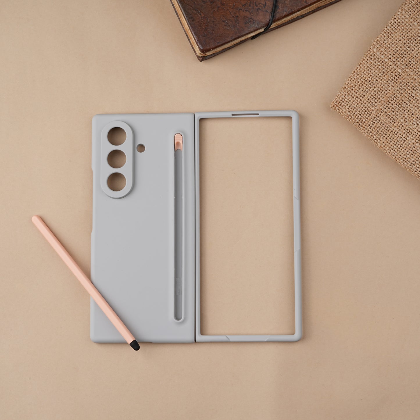 Grey S-Pen Matte Silicone case for Samsung Galaxy Z Fold7