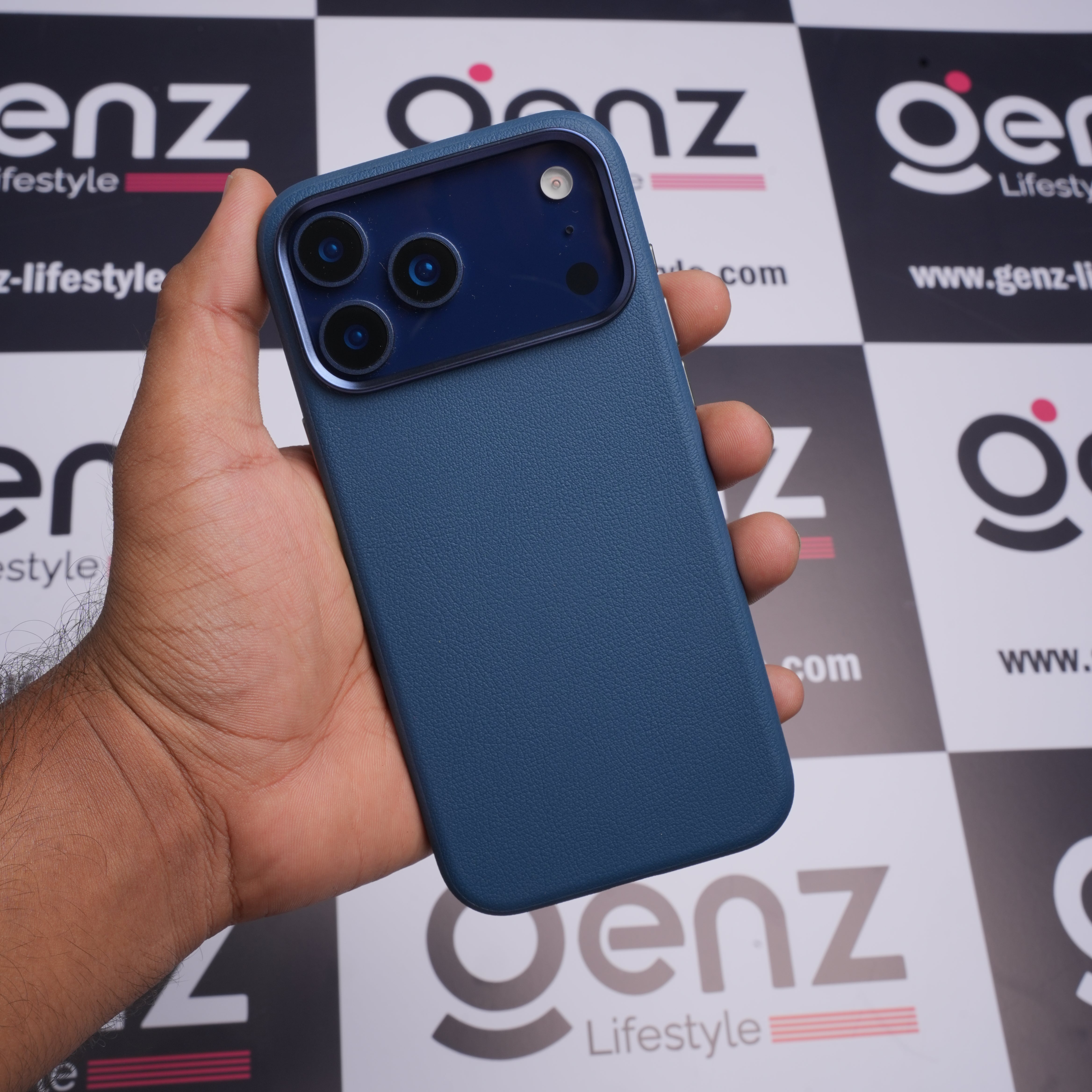 X-level Blue Leather case with Camera Control button for iPhone - GenZ ...