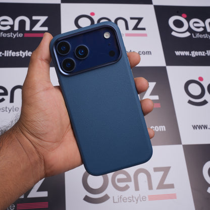 X-level Blue Leather case with Camera Control button for iPhone