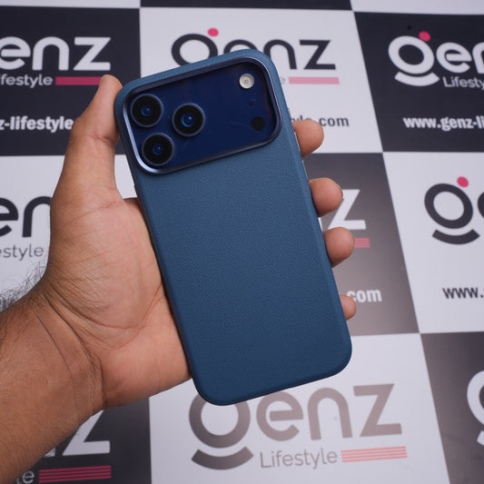 X-level Blue Leather case with Camera Control button for iPhone