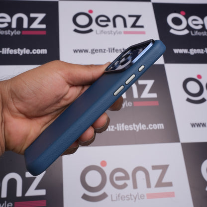 X-level Blue Leather case with Camera Control button for iPhone