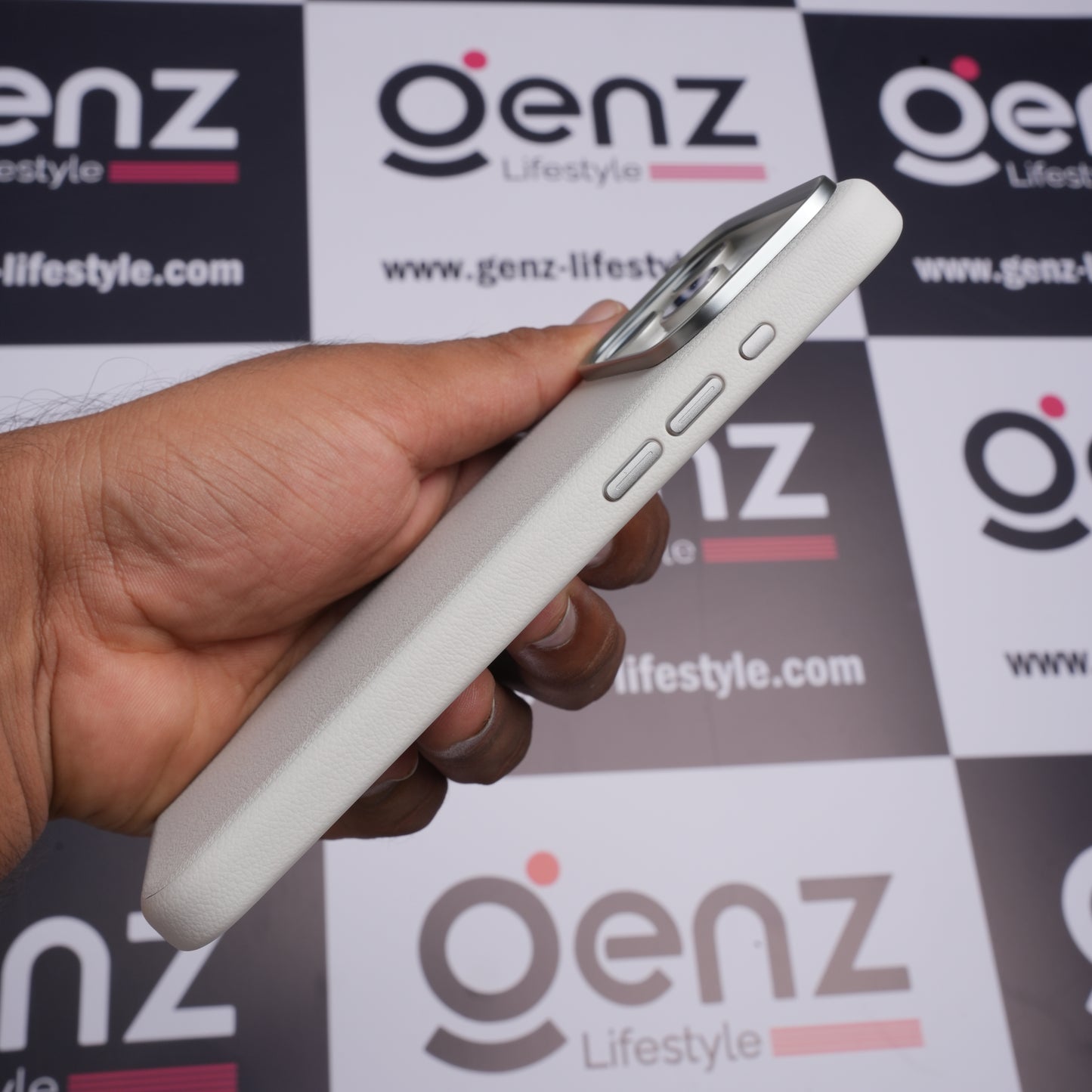 X-level Grey Leather case with Camera Control button for iPhone