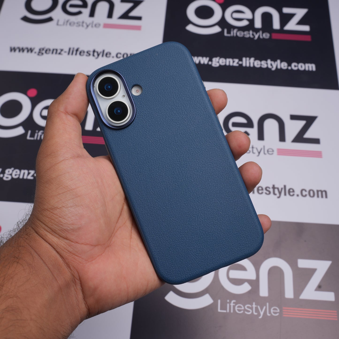 X-level Blue Leather case with Camera Control button for iPhone