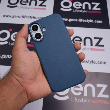 X-level Blue Leather case with Camera Control button for iPhone