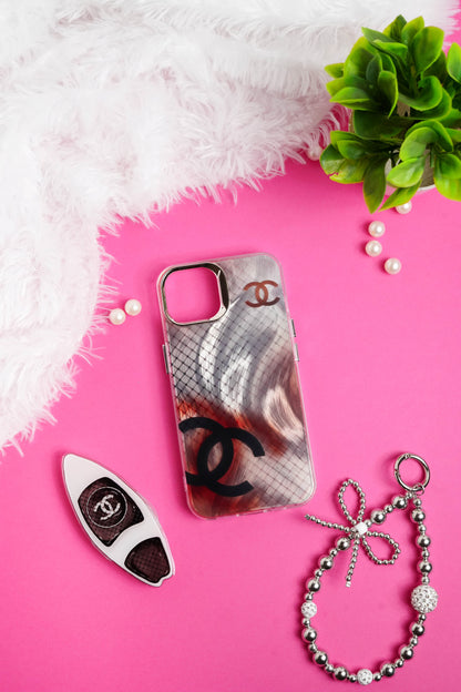 Chanel Pop Socket With Chain Case for iPhone