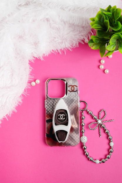 Chanel Pop Socket With Chain Case for iPhone