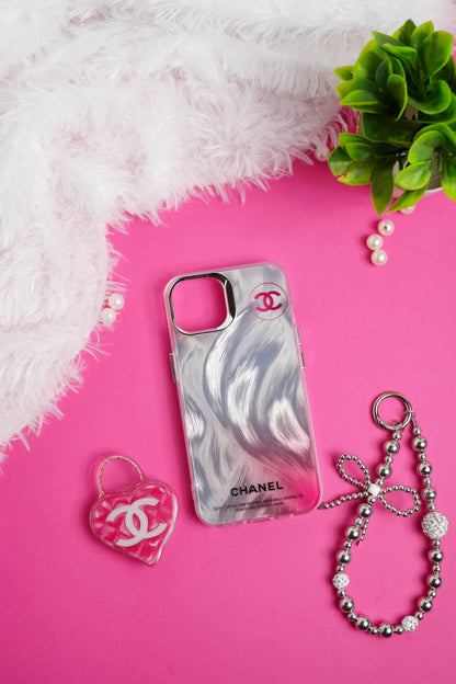 Chanel Heart Bag Pop Socket With Chain Case for iPhone