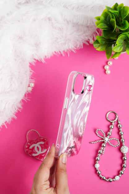 Chanel Heart Bag Pop Socket With Chain Case for iPhone