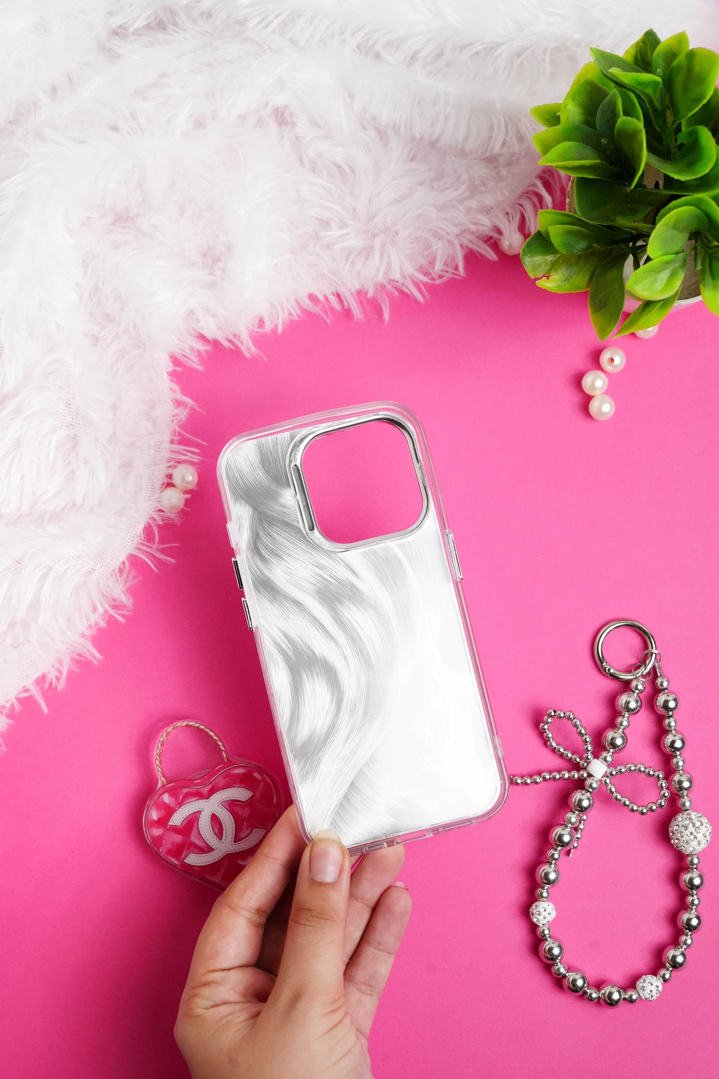 Chanel Heart Bag Pop Socket With Chain Case for iPhone