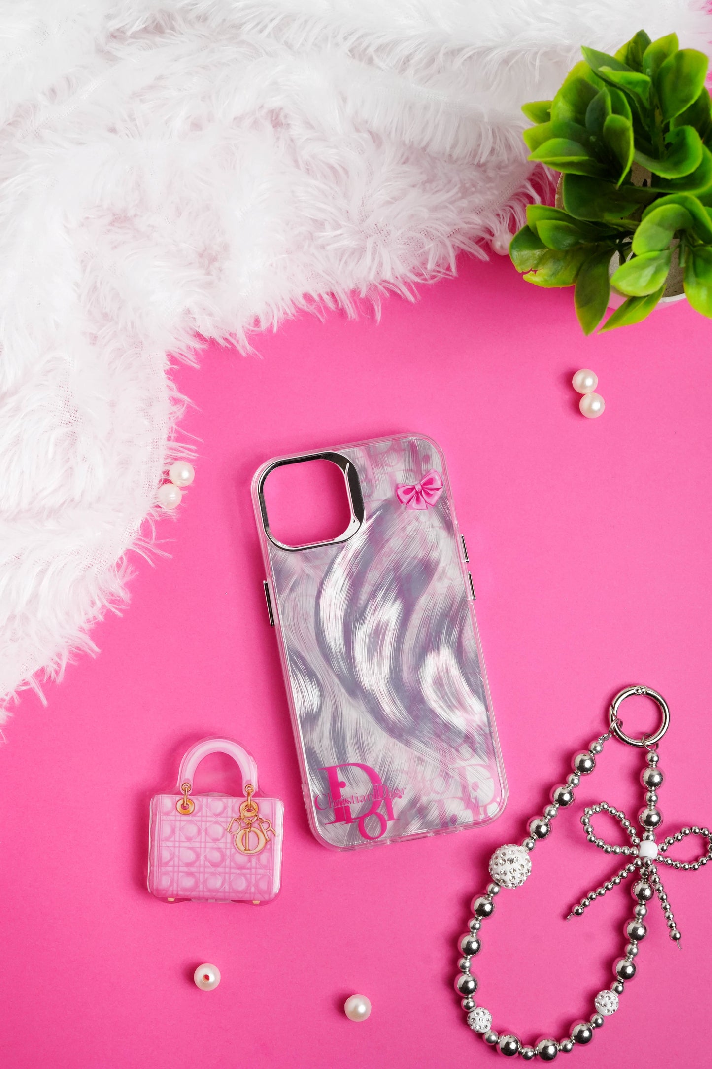 Dior Bag Pop Socket With Chain Case for iPhone