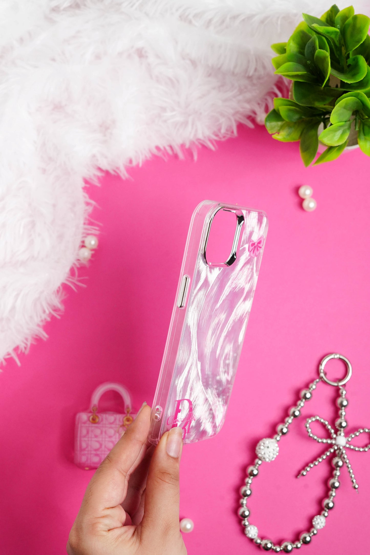 Dior Bag Pop Socket With Chain Case for iPhone