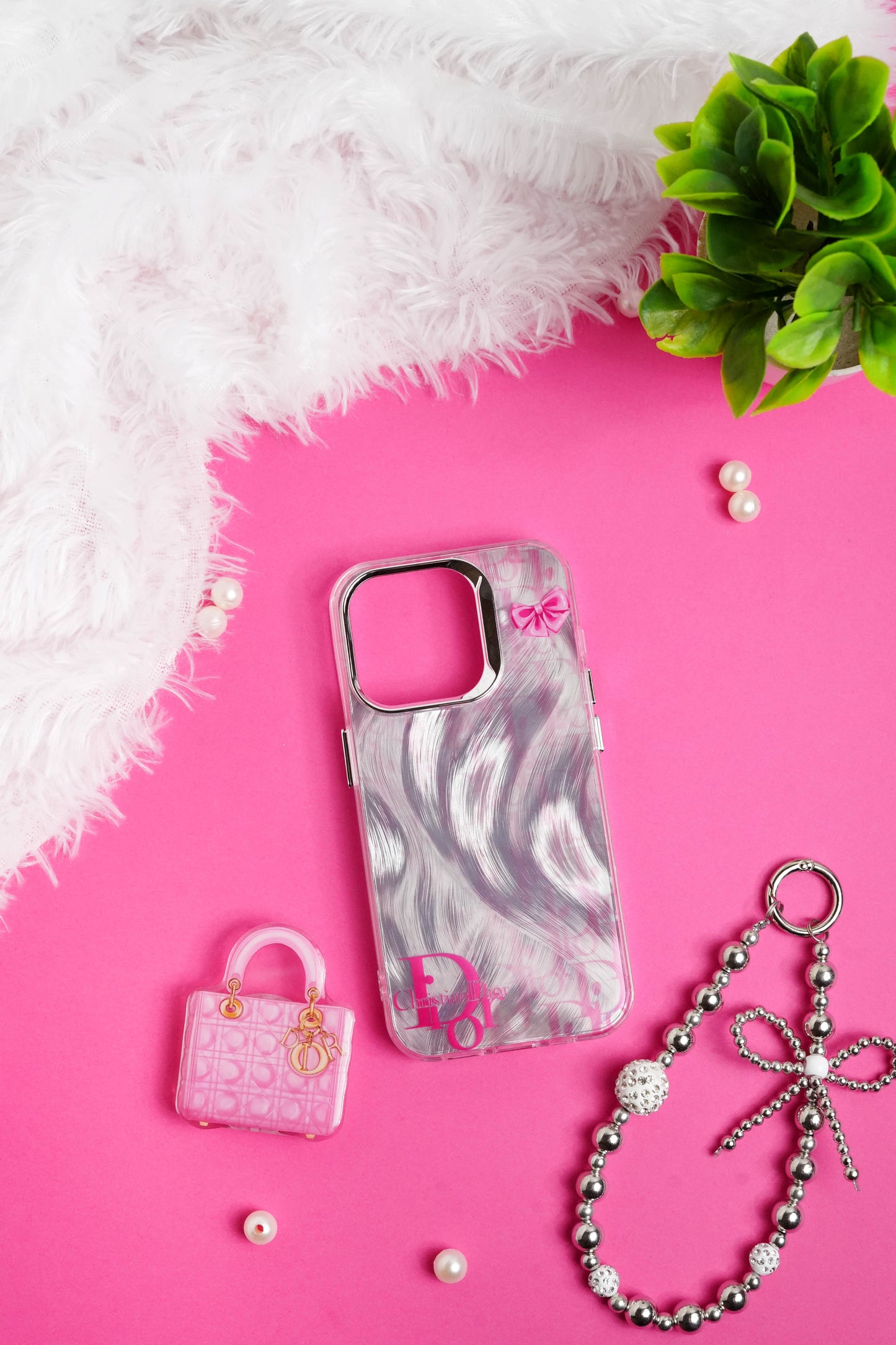 Dior Bag Pop Socket With Chain Case for iPhone