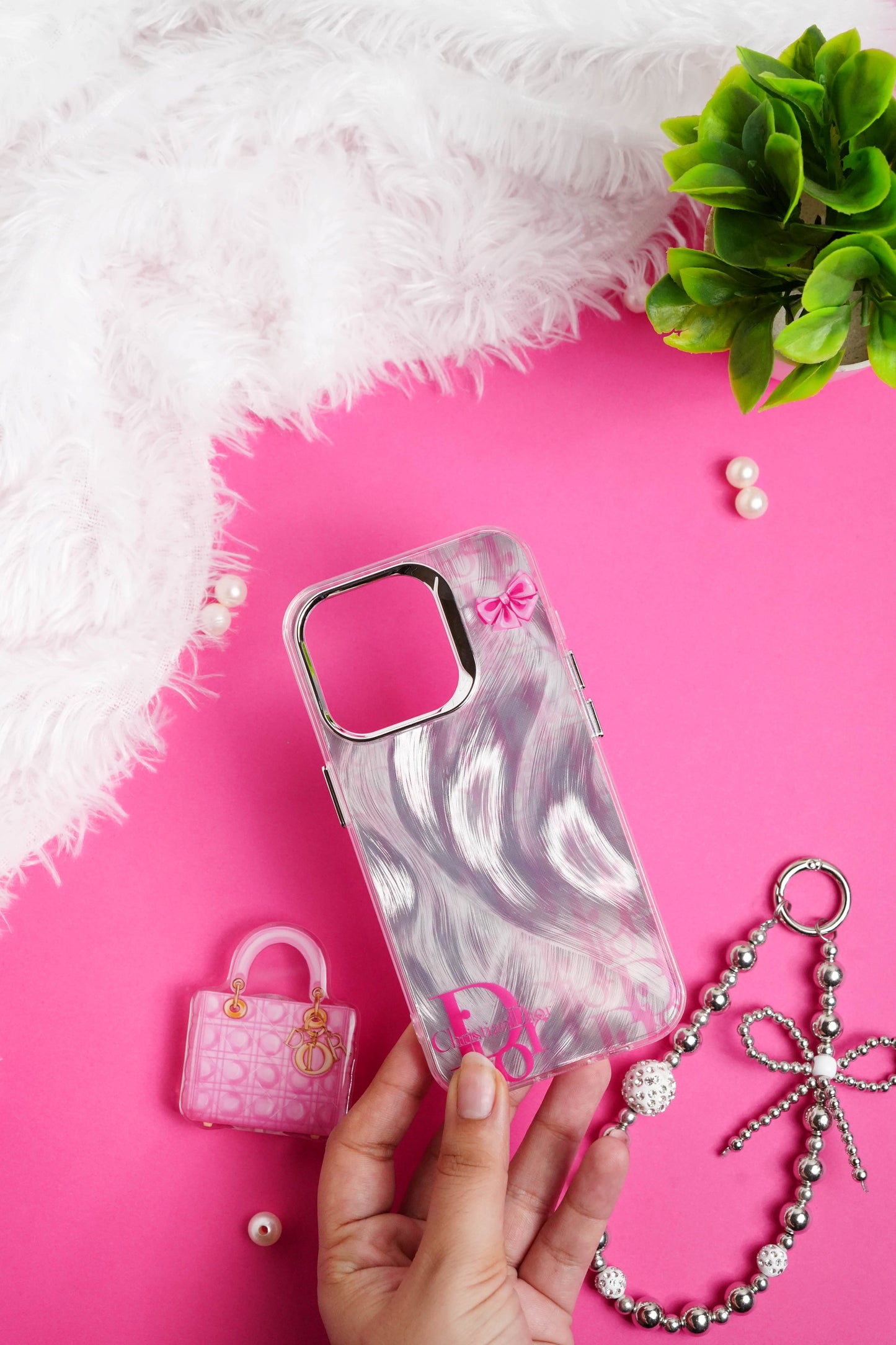 Dior Bag Pop Socket With Chain Case for iPhone