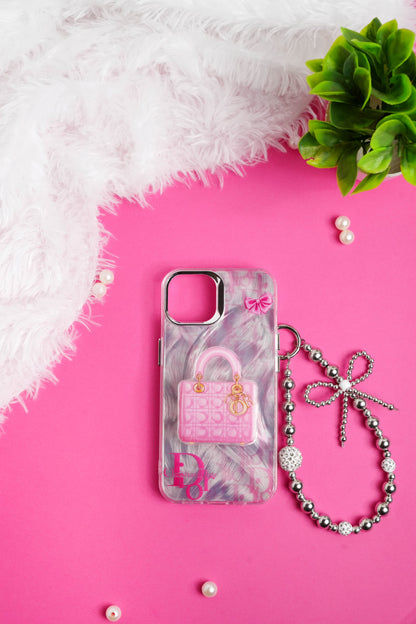 Dior Bag Pop Socket With Chain Case for iPhone