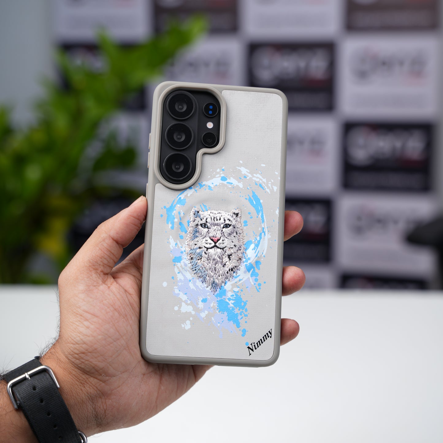 Nimmy Design White Leopard MagSafe case for Samsung S26 Ultra