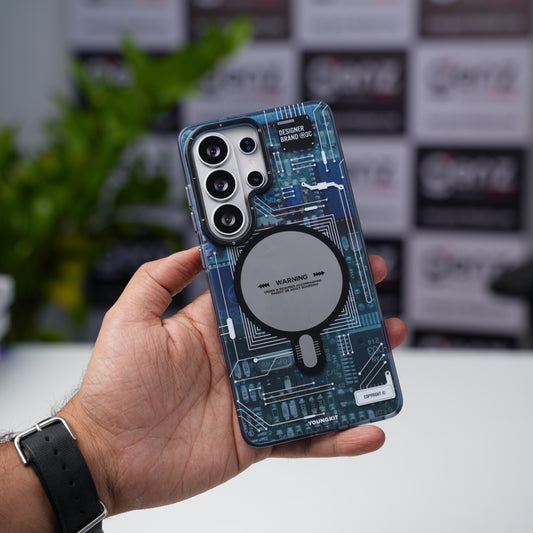 YOUNGKIT Blue Futuristic Circuit Board Magnetic Case for Galaxy S26 Ultra