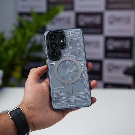 YOUNGKIT Grey Futuristic Circuit Board Magnetic Case for Galaxy S26 Ultra