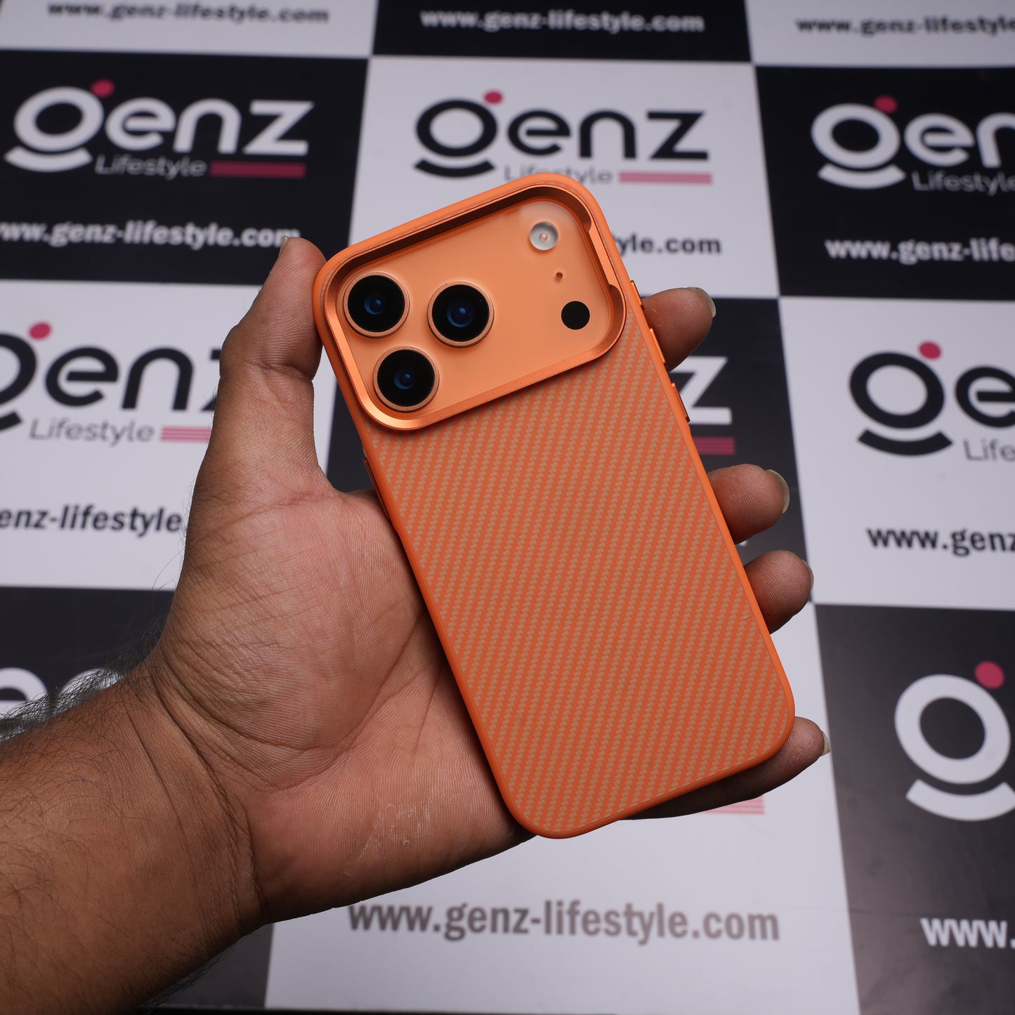 Orange Slim Carbon Fiber Cover with MagSafe for iPhone