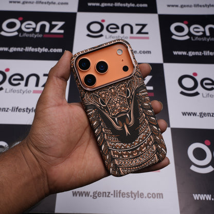 Luxo Life+ Brown Snake Carbon Fiber MagSafe Case for iPhone