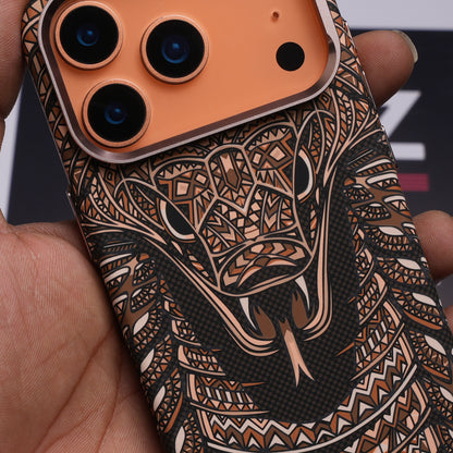 Luxo Life+ Brown Snake Carbon Fiber MagSafe Case for iPhone