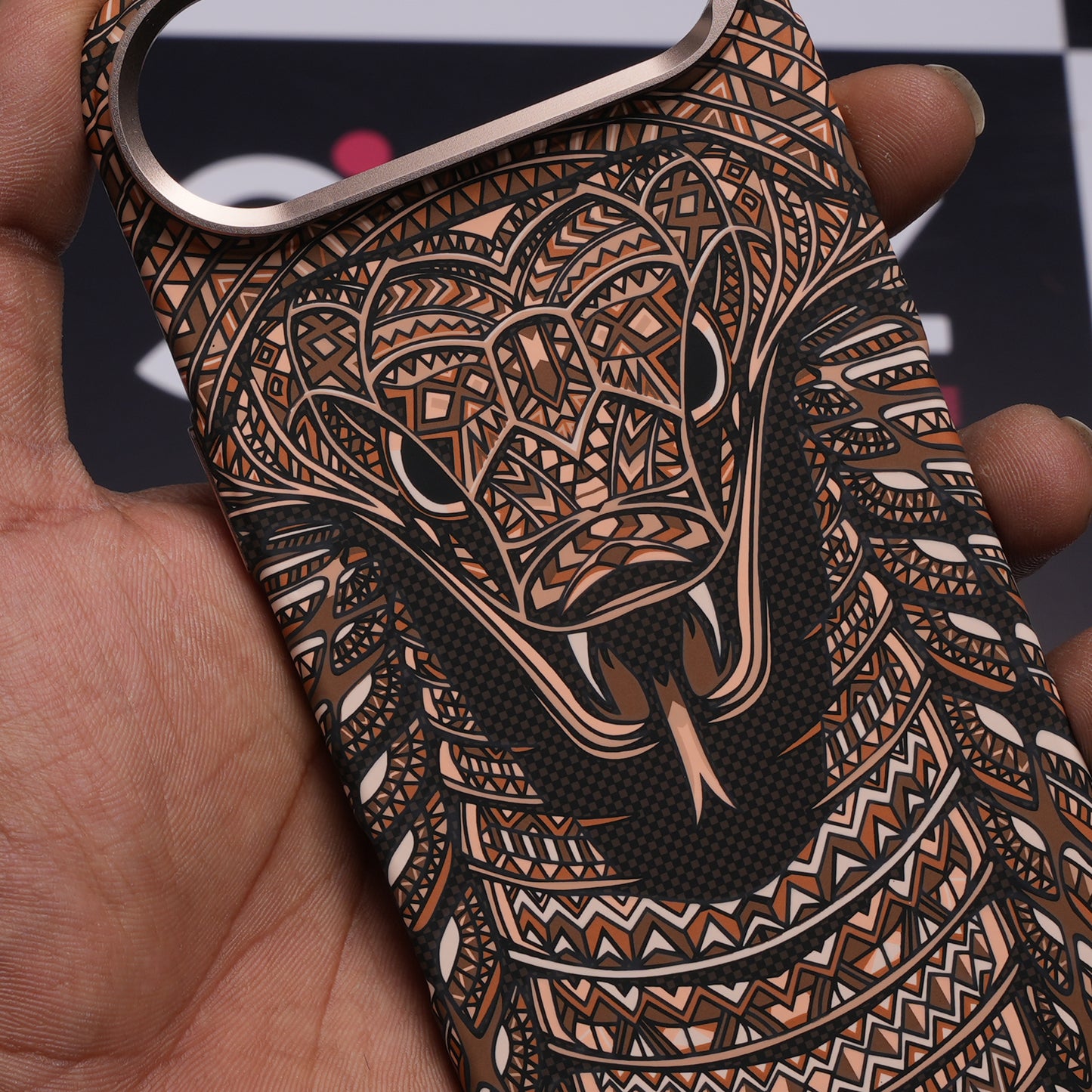 Luxo Life+ Brown Snake Carbon Fiber MagSafe Case for iPhone Air