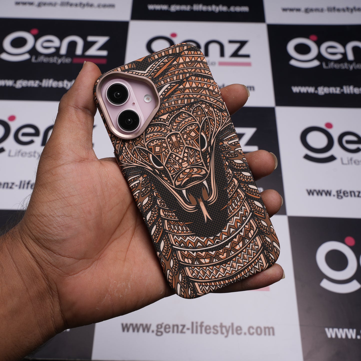 Luxo Life+ Brown Snake Carbon Fiber MagSafe Case for iPhone