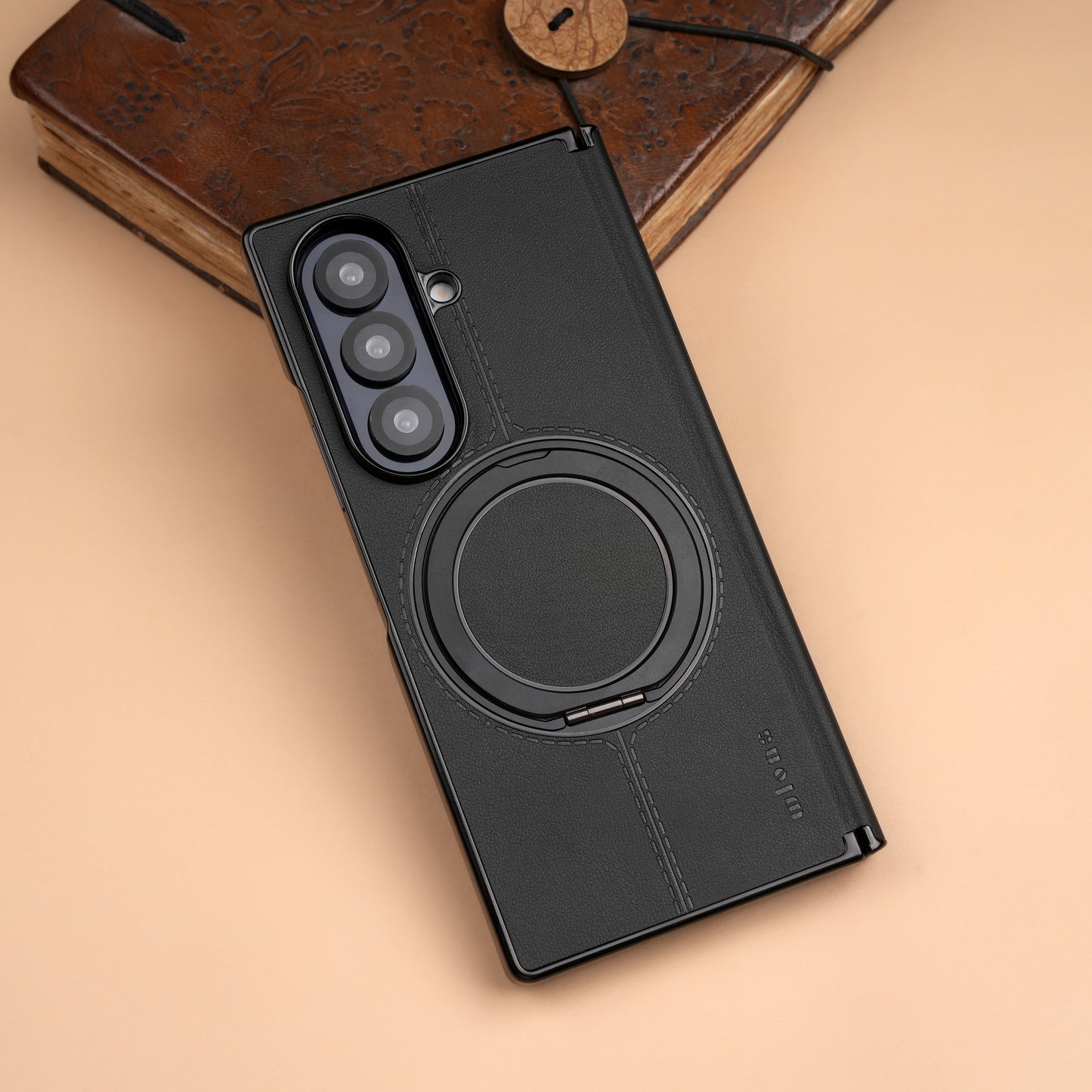 Wlons Black Leather MagSafe Case for Samsung Galaxy Z Fold7