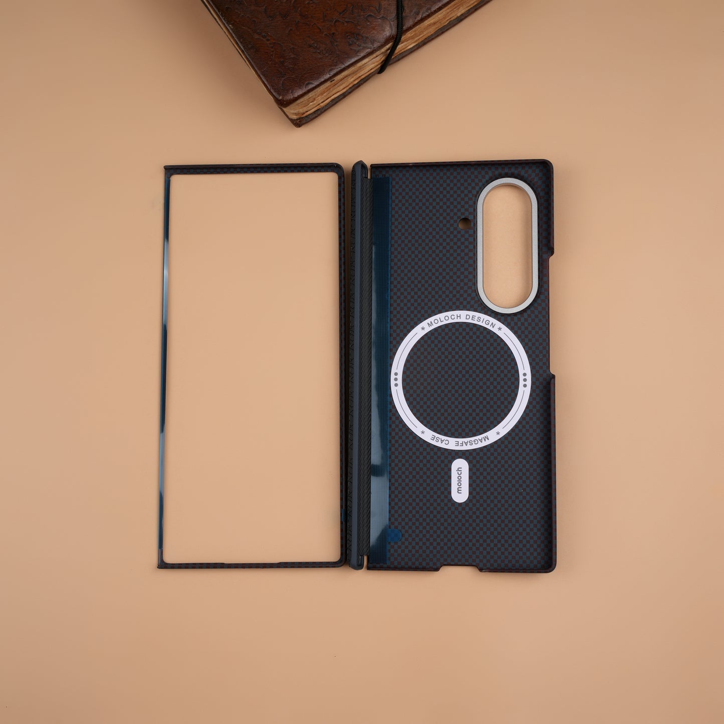 Moloch Design Blue Carbon Fiber MagSafe Case with Hinge Protection for Samsung Galaxy Z Fold7