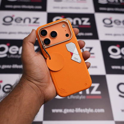 CaseBear Orange Vertex Leather MagSafe Case for iPhone