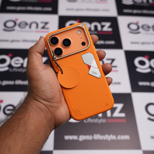 CaseBear Orange Vertex Leather MagSafe Case for iPhone