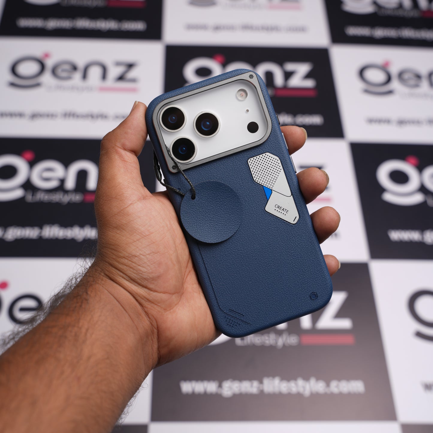 CaseBear Blue Vertex Leather MagSafe Case for iPhone