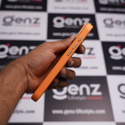 CaseBear Orange Vertex Leather MagSafe Case for iPhone