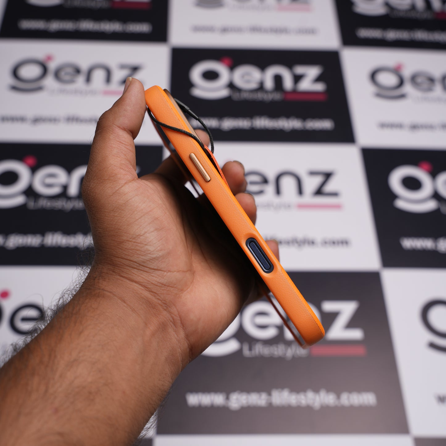 CaseBear Orange Vertex Leather MagSafe Case for iPhone