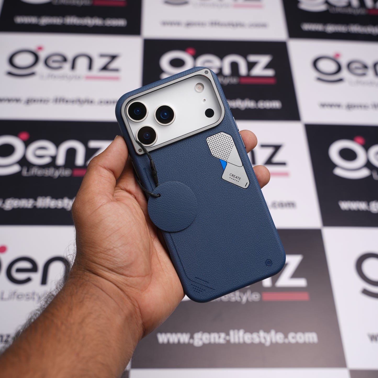 CaseBear Blue Vertex Leather MagSafe Case for iPhone