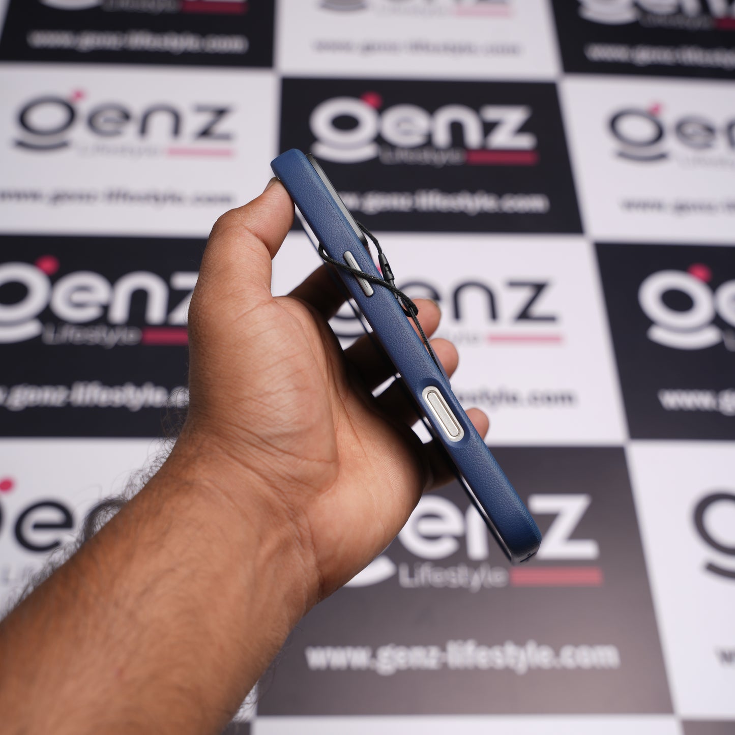 CaseBear Blue Vertex Leather MagSafe Case for iPhone