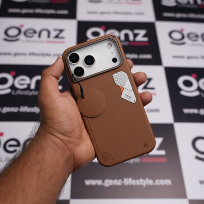 CaseBear Leather Brown Vertex Leather MagSafe Case for iPhone