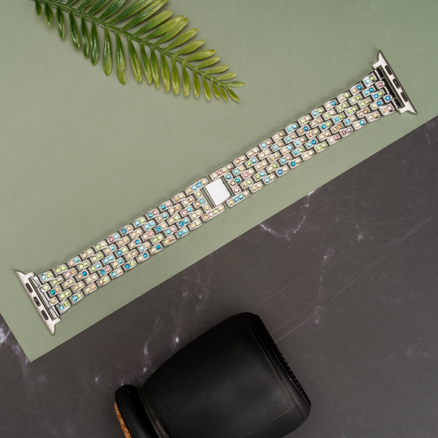 Multicolor Silver Diamond Bracelet Strap for Apple Watch