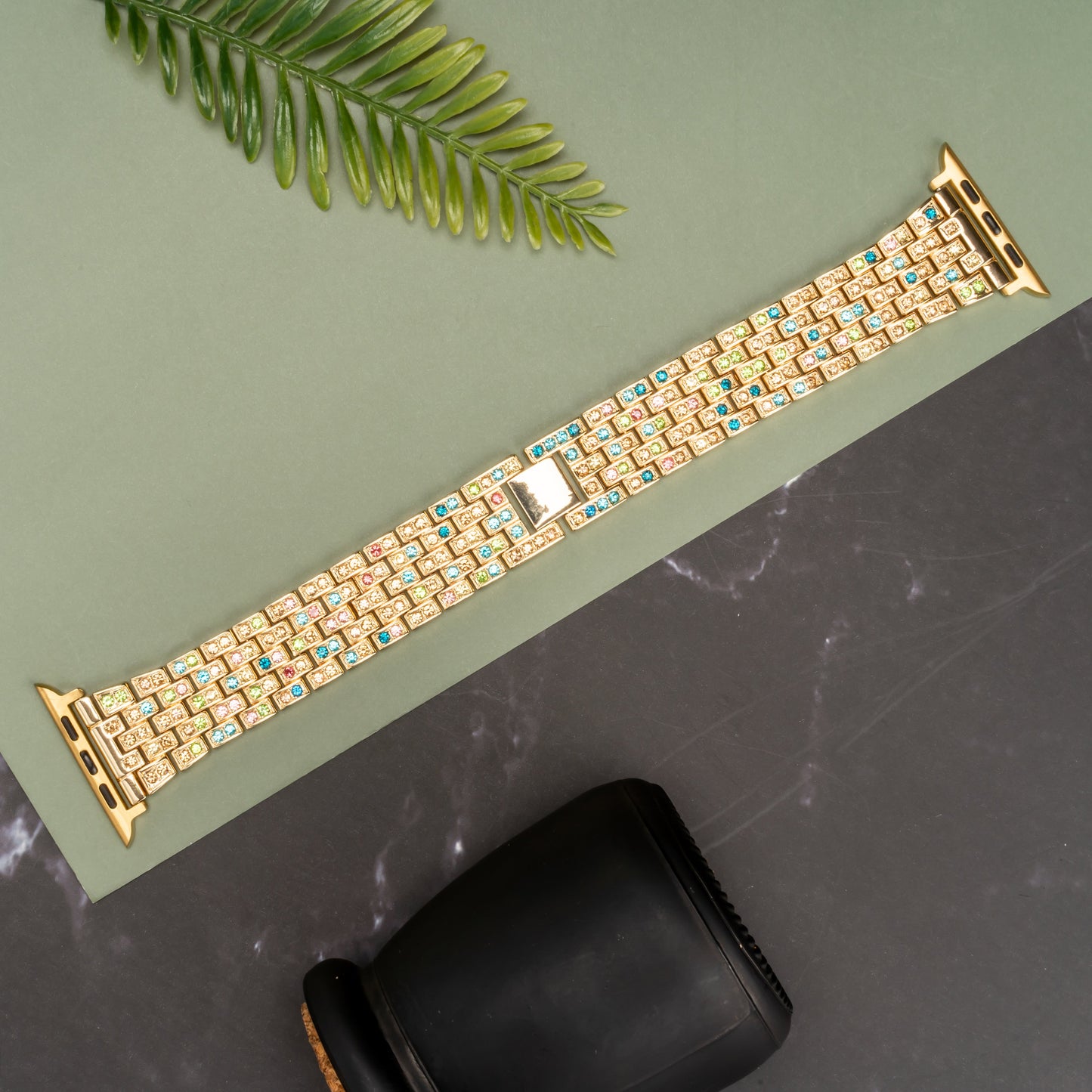 Multicolor Gold Diamond Bracelet Strap for Apple Watch