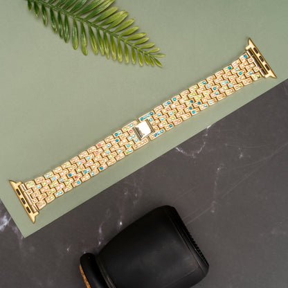 Multicolor Gold Diamond Bracelet Strap for Apple Watch