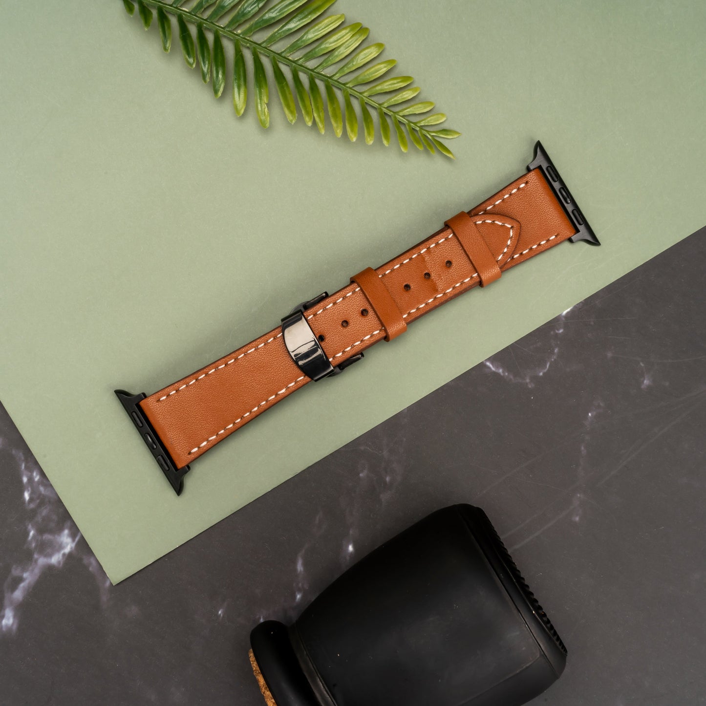 Butterfly Buckle Leather Wrist Strap For Apple iWatch