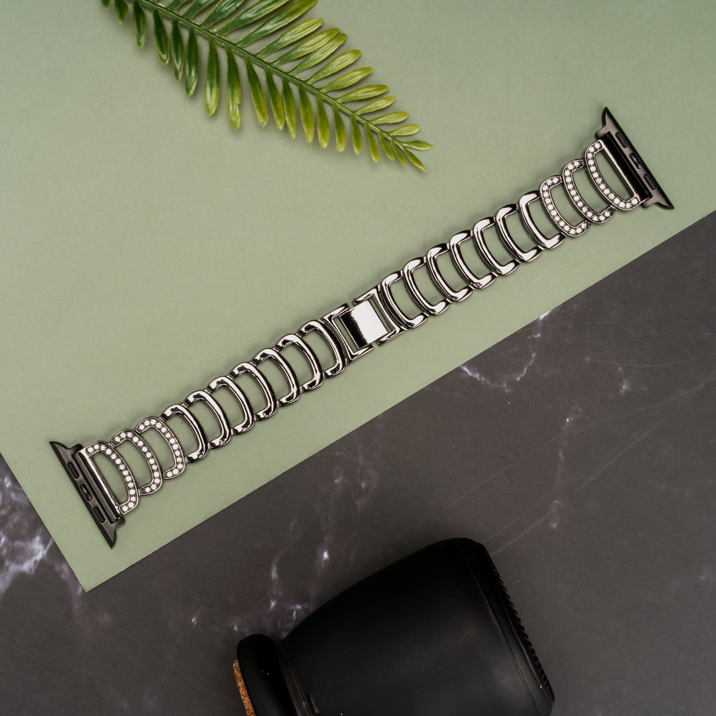 Halo C-Type Black Diamond Steel Bracelet Strap for Apple Watch