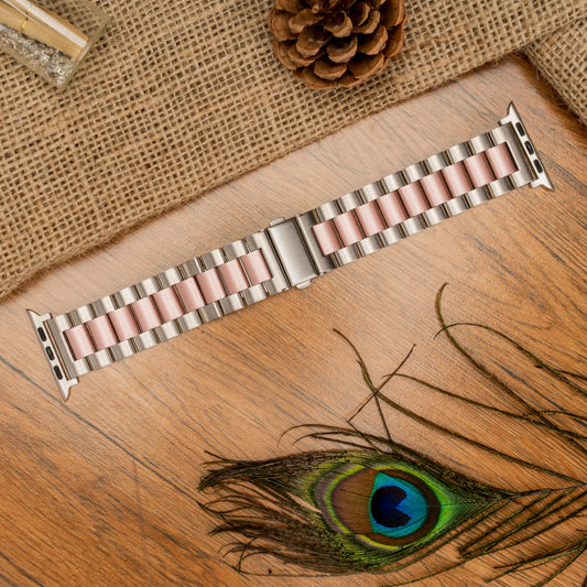 Pink Dual Color Stainless Steel Metal Strap for Apple Watch