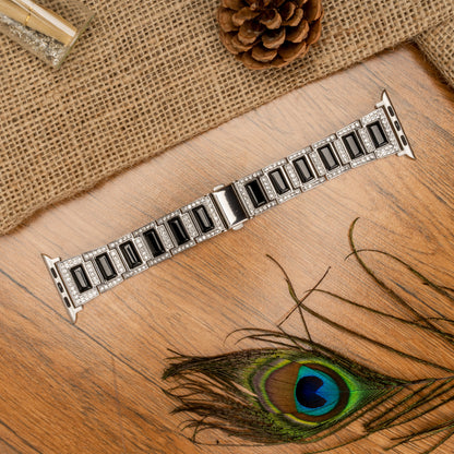 Opal Black - Silver Metal Strap for Apple Watch
