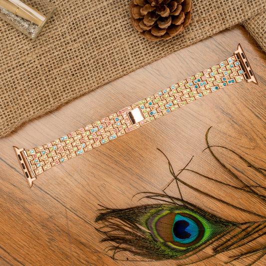 Multicolor Rose Gold Diamond Bracelet Strap for Apple Watch
