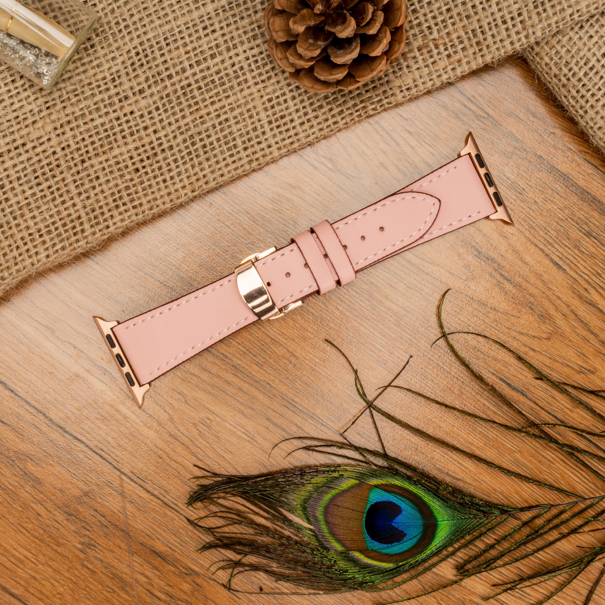 Butterfly Buckle Leather Wrist Strap For Apple iWatch