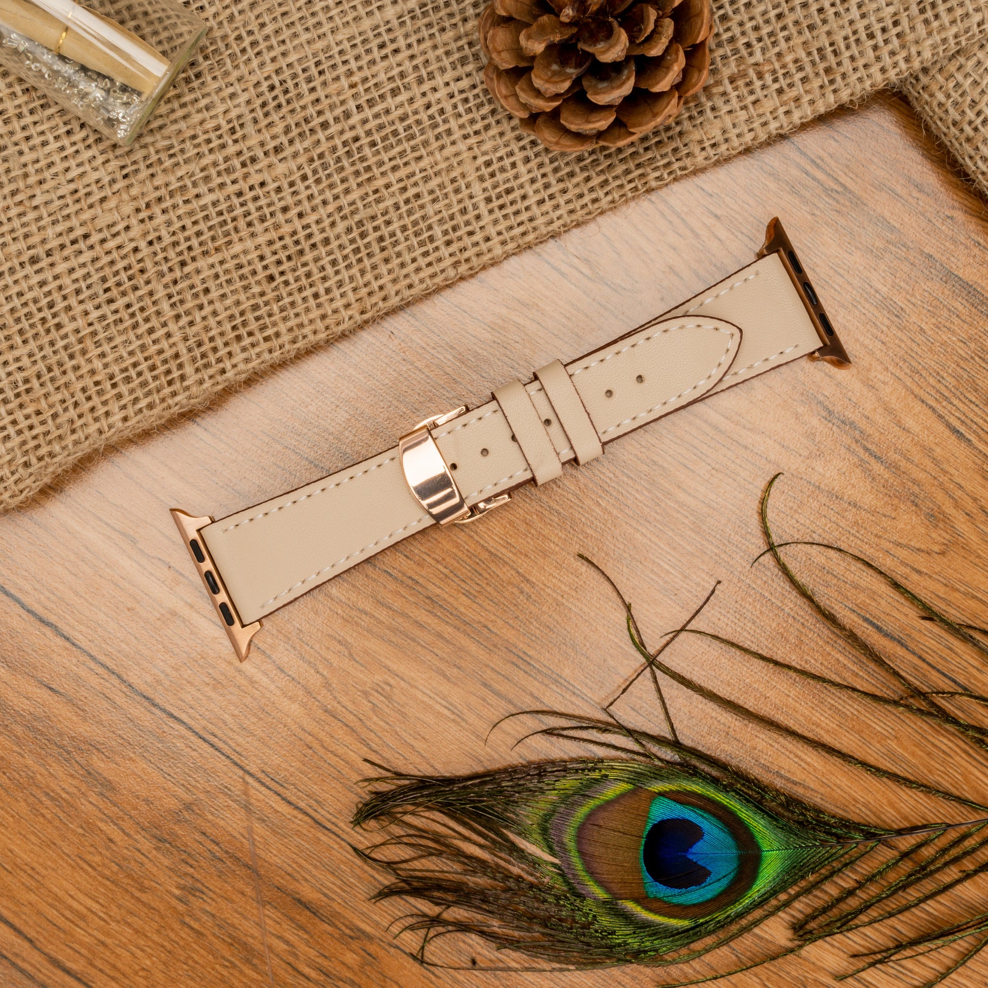 Butterfly Buckle Leather Wrist Strap For Apple iWatch