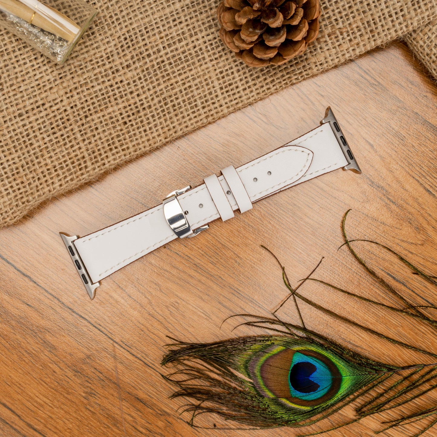 Butterfly Buckle Leather Wrist Strap For Apple iWatch