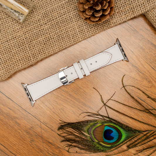 Butterfly Buckle Leather Wrist Strap For Apple iWatch