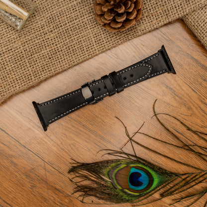 Butterfly Buckle Leather Wrist Strap For Apple iWatch