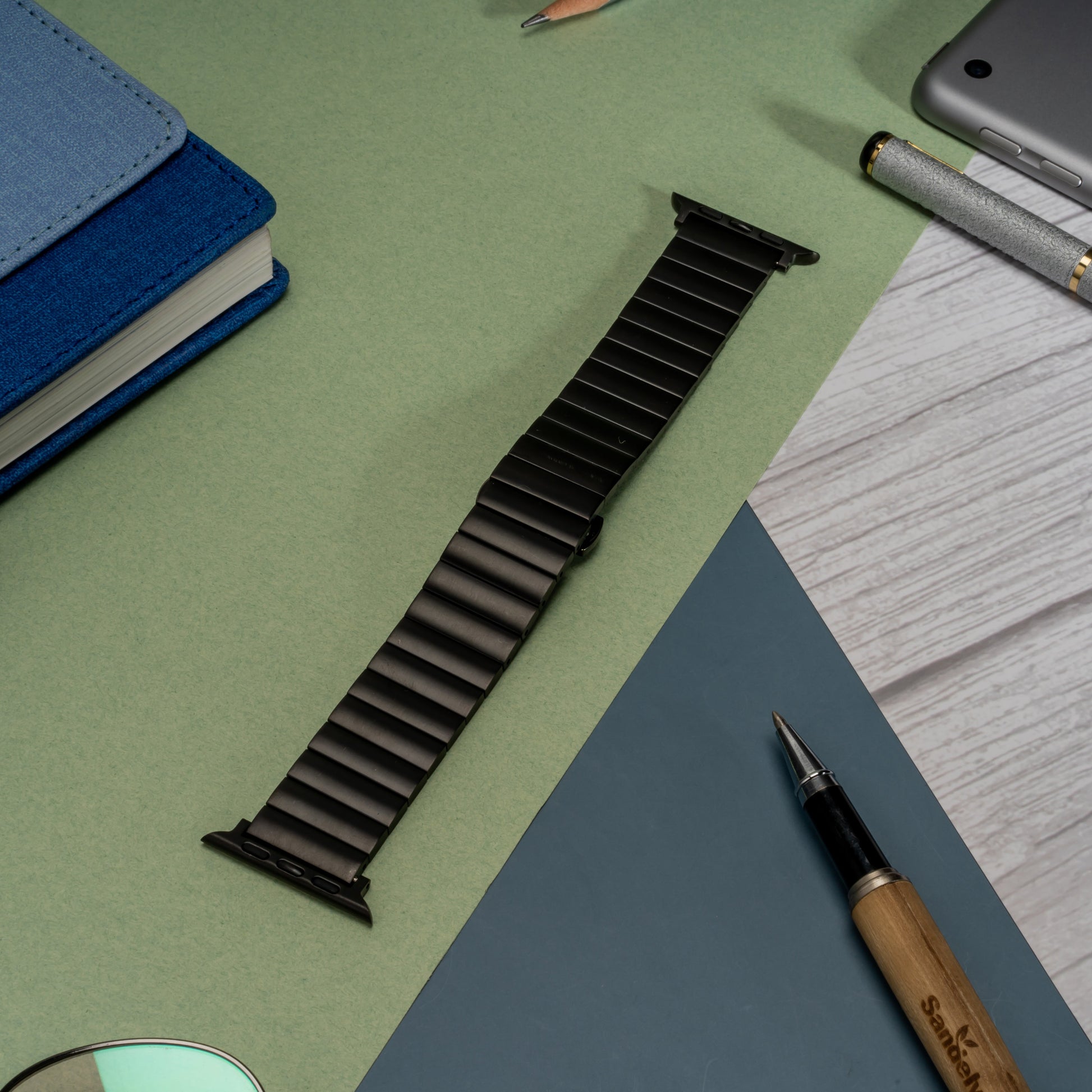 Black Stainless Steel Wrist Strap For Apple Watch